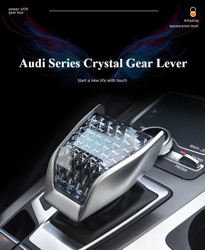Car Crystal Shift Knob For Audi A4 B9 A5 A6 C8 Q5 SQ5 Q7 S6 Q8 Angel's Wing Gear