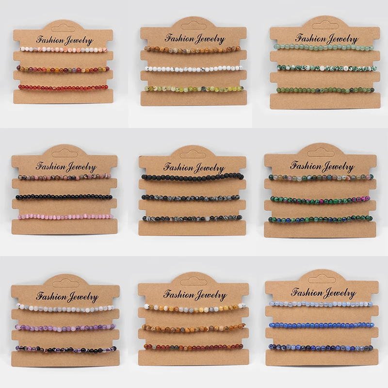 

4mm Stone Braid Bracelet Natural Agates Howlite Amazonites Beads Rope Bracelets Set for Couple Men Women Jewelry Friend Gift