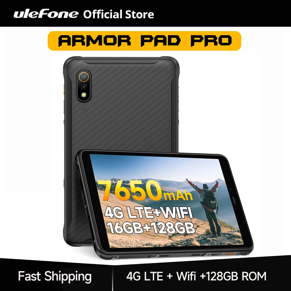 Ulefone Armor Pad Pro Tablet Robust 8" 16GB/128GB - Batteria 7650mAh, 4G, NFC, Doppia SIM, Nero