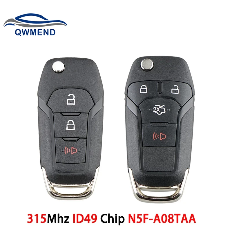 Qwmend N5f a08taa For Ford Key Flip Remote Key Keyless Entry Fob For