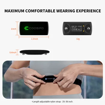 COOSPO H9Z Rechargeable Heart Rate Monitor Chest Strap Bluetooth5.0 ANT+ HR Sensor HRM IP67Waterproof Use for Garmin wahoo Zwift 6