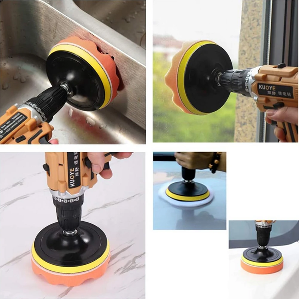 3/4/5Inch Car Buffing Pads Sponge Foam Kit Reusable Buffer Drill Wheel Polisher Washable Auto Motorcycle Remove Scratches