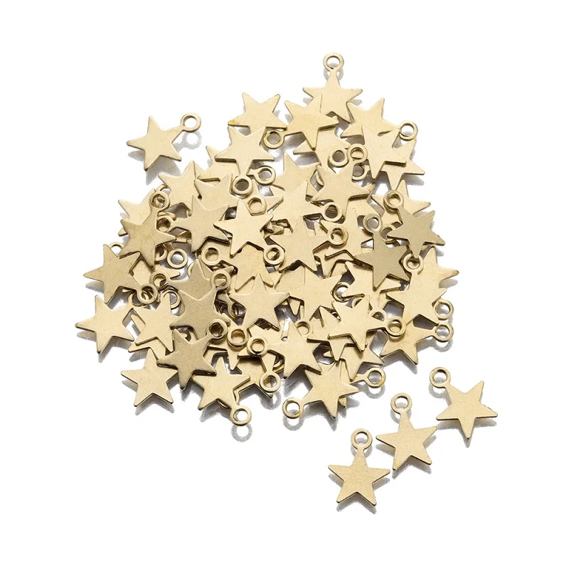 

100pcs Raw Brass Polished Surface Tiny Star Geometry Charms for DIY Earrings Bracelet Necklace Jewelry Making Accessories