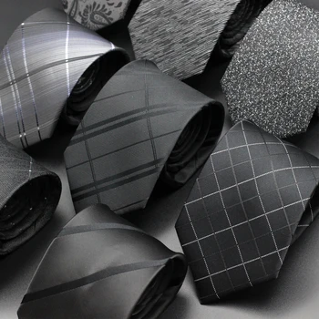 Cravatta da uomo di lusso con colori neri 8 cm Cravatta da lavoro con cravatta jacquard a righe Paisley per uomo 1