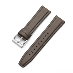 Premium Calfskin Leather Watch Strap - Soft, Unisex Wristwatch Accessory - 22mm (Brown)