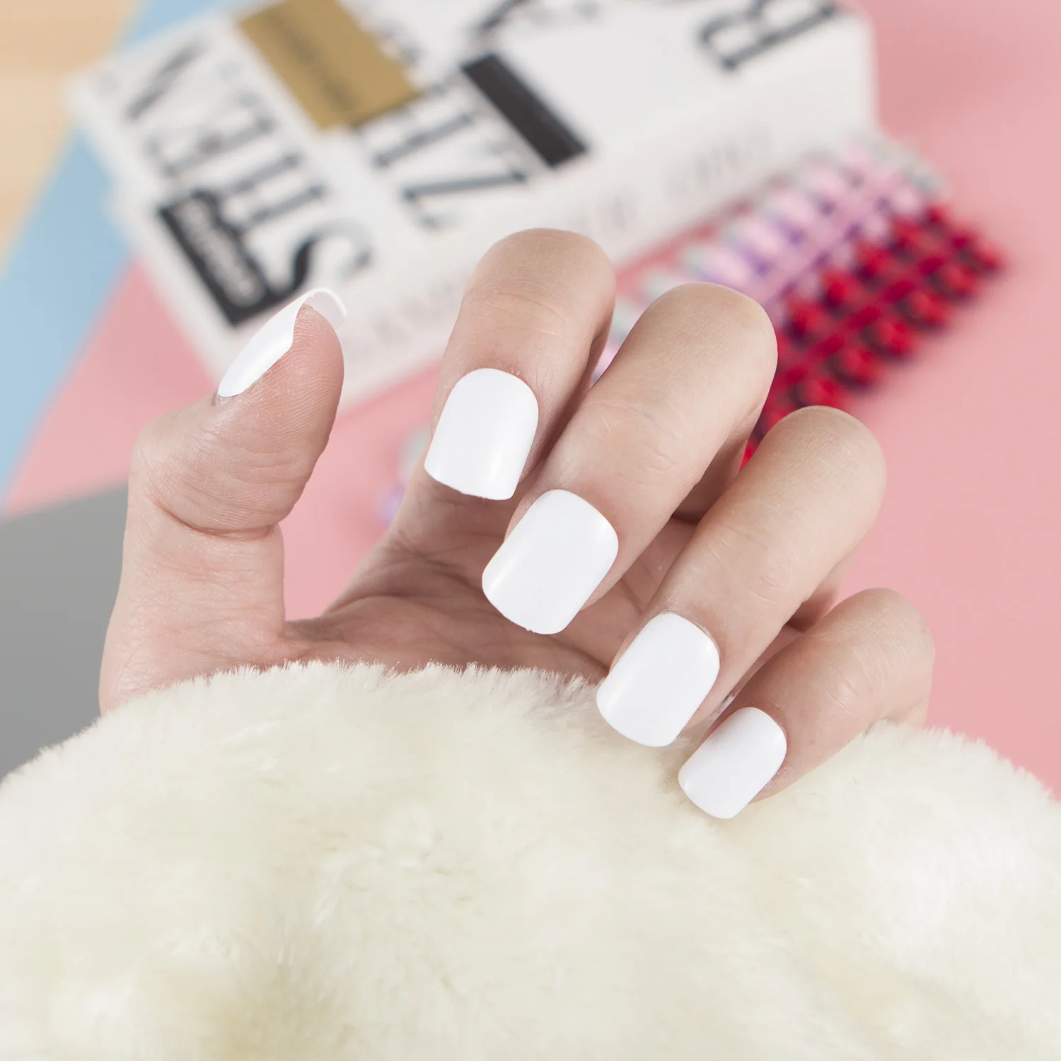 False Nails Set Short Full Cover Square Fake Nails Multicolor_voghion.com