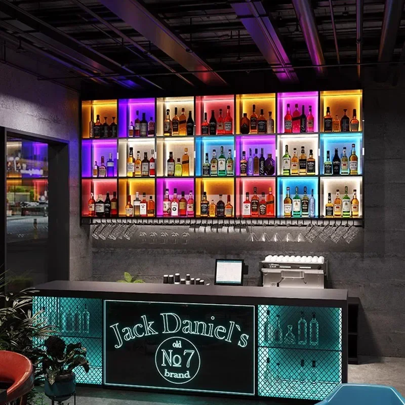Kitchen Cabinet Wall Wines And Liquor Bar Furniture Accessories Home Bars Counter Table Night Club Coffe Organizer Display Full