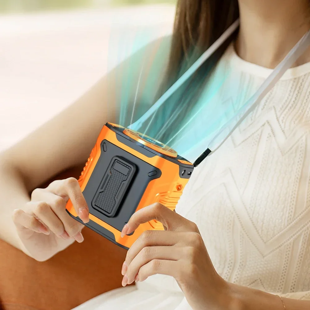 Waist Clip Fan Portable Mini Hanging Neck Fan USB Rechargeable Fan Small Outdoor Camping Waist Fan with Power Bank LED Light