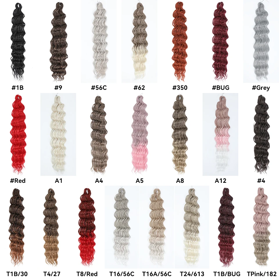Ombre Copper Anna Hair Synthetic Loose Deep Wave Twist Crochet Hair Braid Afro Curl Water Wave Braiding Hair Extension For Women 2