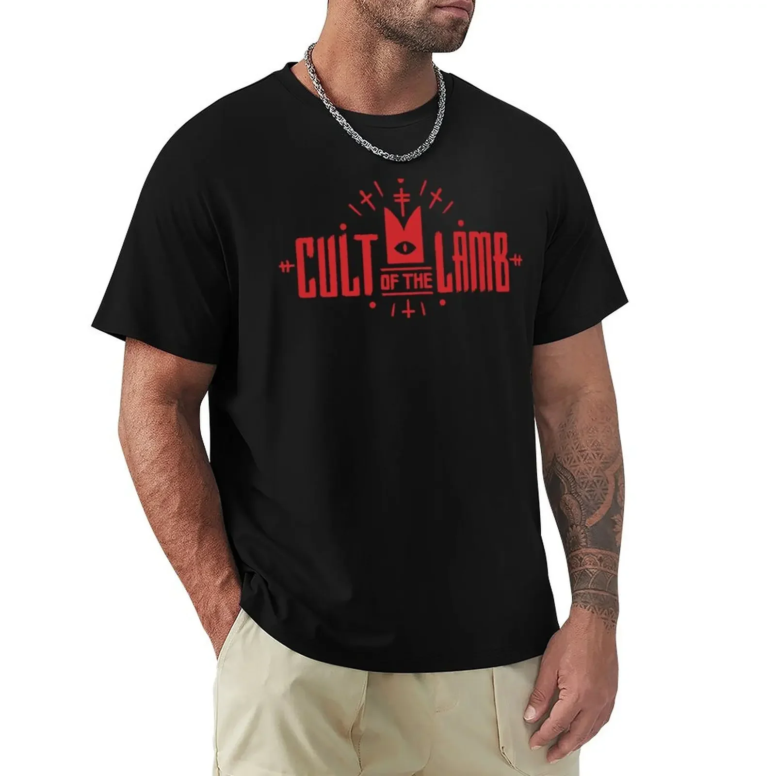 T-Shirt Cult Of The Lamb Anime Funnys Magliette Bianche Semplici Da Uomo