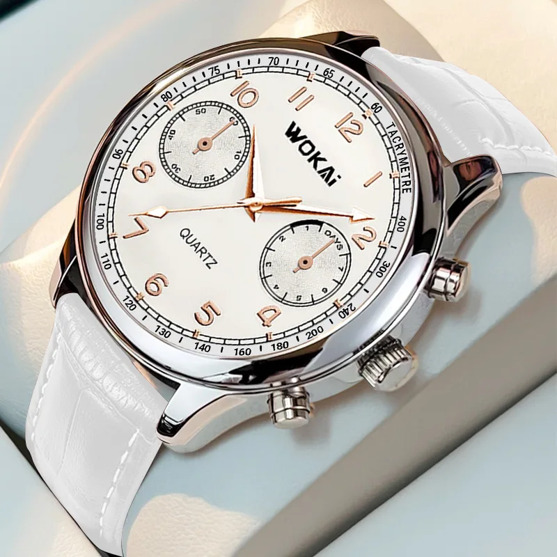 Wokai Orologi Da Uomo Orologi Sportivi Bianchi Cinturino In Pelle Casual Orologi Da Polso Al Quarzo Migliori Regali Prezzo Economico Dropshipping Orol
