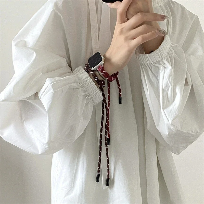 New Stylish Color Adjustable Nylon Rope Strap For Apple Watch Ultra 9 8 7 6 SE 5 Women Boy Band For iwatch 41mm 49 45 40mm 44 38