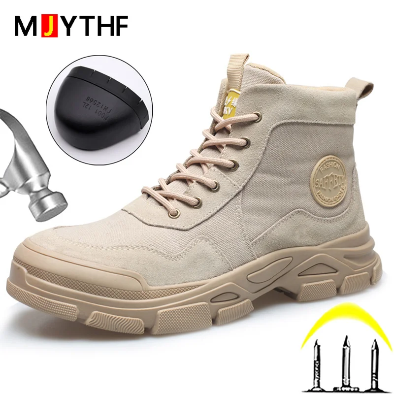 

Safety Boots Men Anti-smash Anti-puncture Work Boots Men Anti-skid Wear-resistant Indestructible Shoes Outdoor Protective Shoes