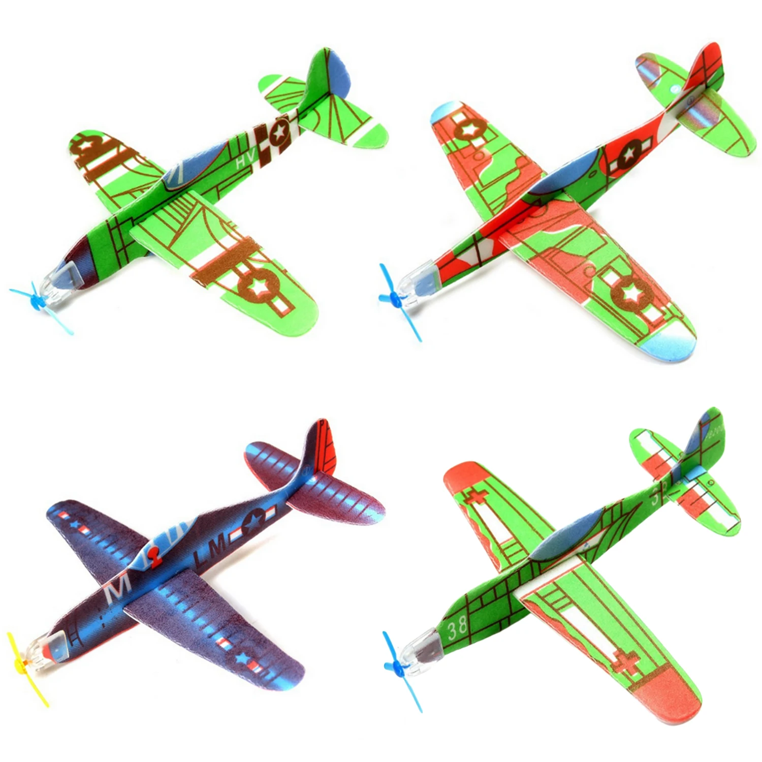 24PCS Hand-Throwing DIY Roundabout Foam Airplane Aircraft Glider Planes Model Toys for Kids Children Gifts Rewards Prizes Random foam electric aircraft model aircraft fall resistant gyro diy children s toy charging usb outdoor hand throw glider model