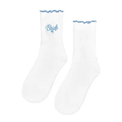 Elegant Bride Embroidery Socks - Perfect Bridal Shower & Engagement Gifts - One Size ((Bride  Bow) Blue)