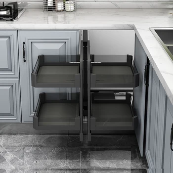 ตะกร้าเก็บของแบบดึงมุมสำหรับตู้ครัว 1