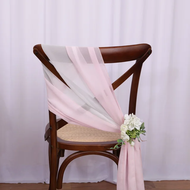 Ceinturage de Chaise en Mousseline de Soie, Ruban Décoratif pour Mariage, ixde la Mariée, Banquet, Annonce PréChristophe, 17x275cm, 12 Pièces 4