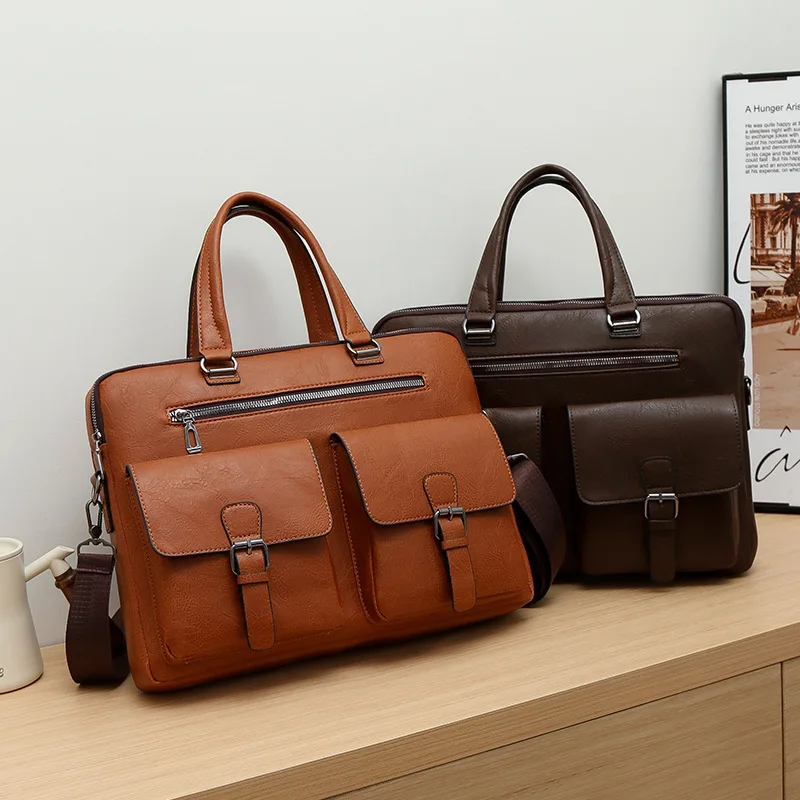 New Men's Business Laptop Messenger Bag Crossbody Bag with Multiple Pockets Waterproof Office Work Commuter Bag