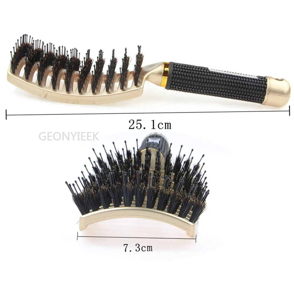 Spazzola per capelli pettine per massaggio del cuoio capelluto spazzola per capelli setola e Nylon spazzola per capelli riccia bagnata districante per strumenti per lo Styling dei parrucchieri del salone - immagine 5