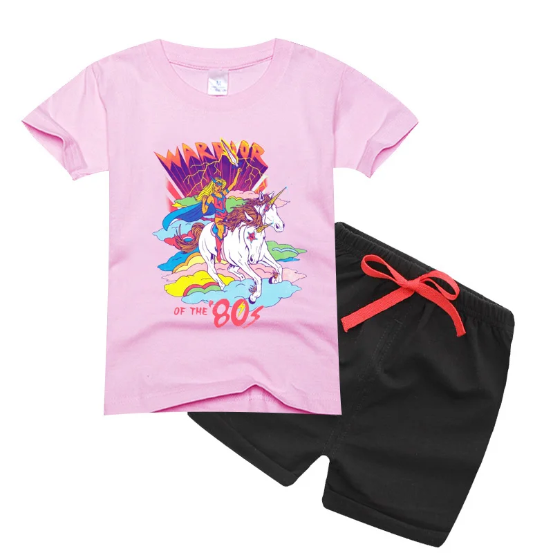 

2023 Summer Baby Boys Girls Cartoon T Shirt + Shorts Set Clothes Kids Unicorn Cartoon 2pcs Children Pajamas Girls Clothing Sets