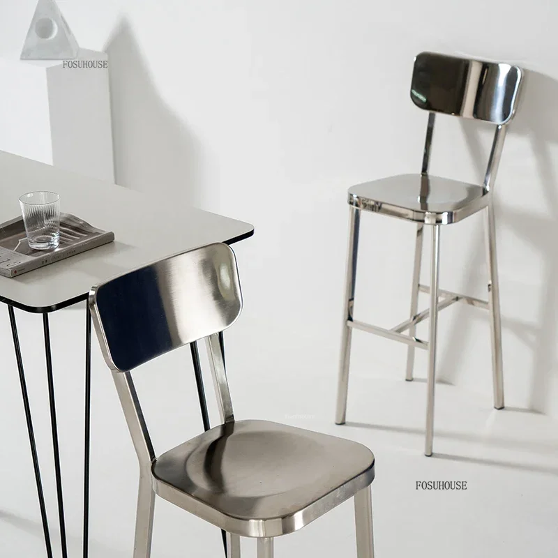 Nordic Stainless Steel Bar Stools Home High Kitchen Stools Minimalist Designer Creative Bar Chairs for Cafe High Dining Chair