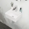 13.6x11.6” White Ceramic Rectangular Wall Mount Bathroom Sink with Single Faucet Hole ( Faucet and Sink Undermount Not Included) 1