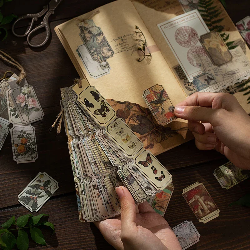 Decorative Stickers 40pcs/lot Plant Flower Bird Ticket Paper Vintage