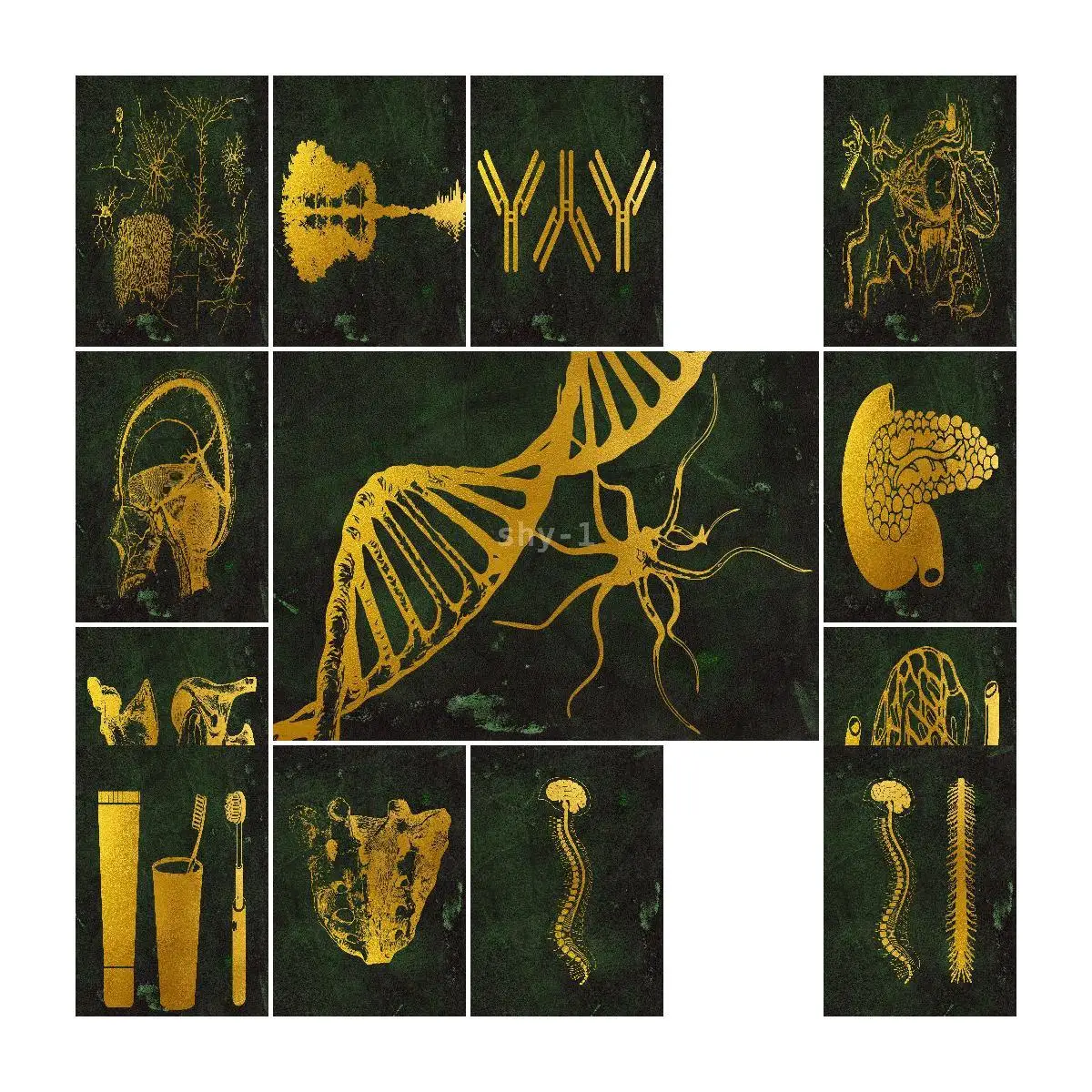 Astratta Dna E Molecola Art Poster Stampe Moderne Di Interior Design Per La Decorazione Della Parete Home Decor Collection Group