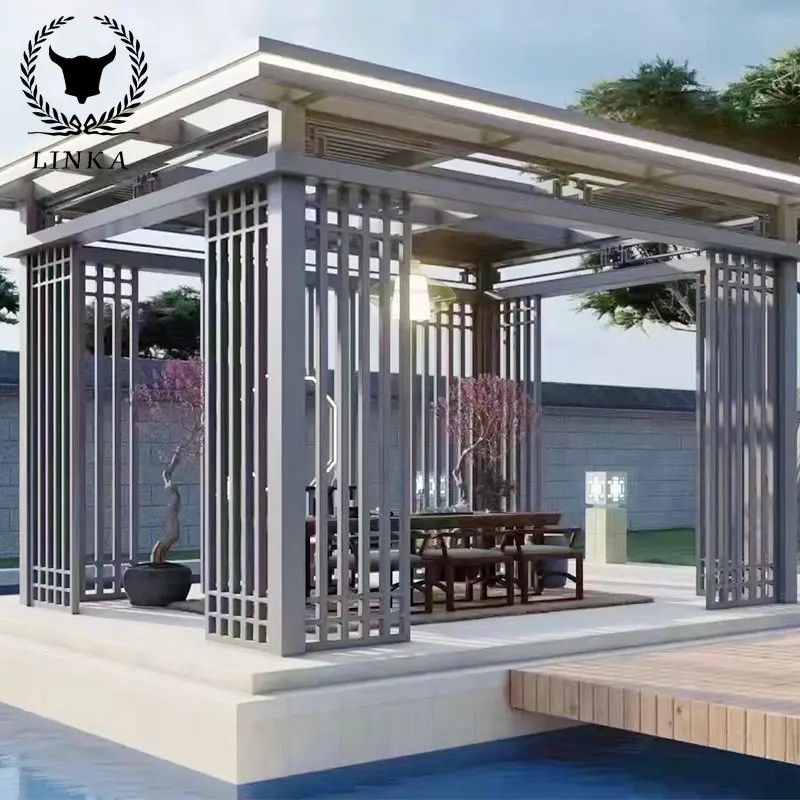 

Pavilion aluminum alloy villa courtyard pavilion outdoor garden leisure electric shutter sunshade