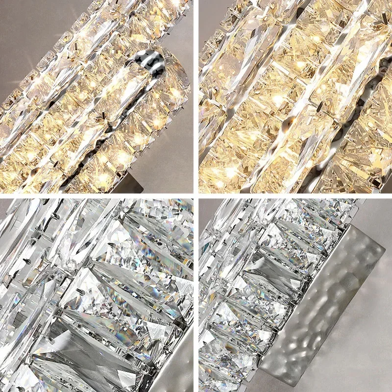 Luxury Modern Oval LED Crystal Wall Lamp Remote Control for Living Room Bedroom Decoration Indoor Light Fixtures Home Wall Decor