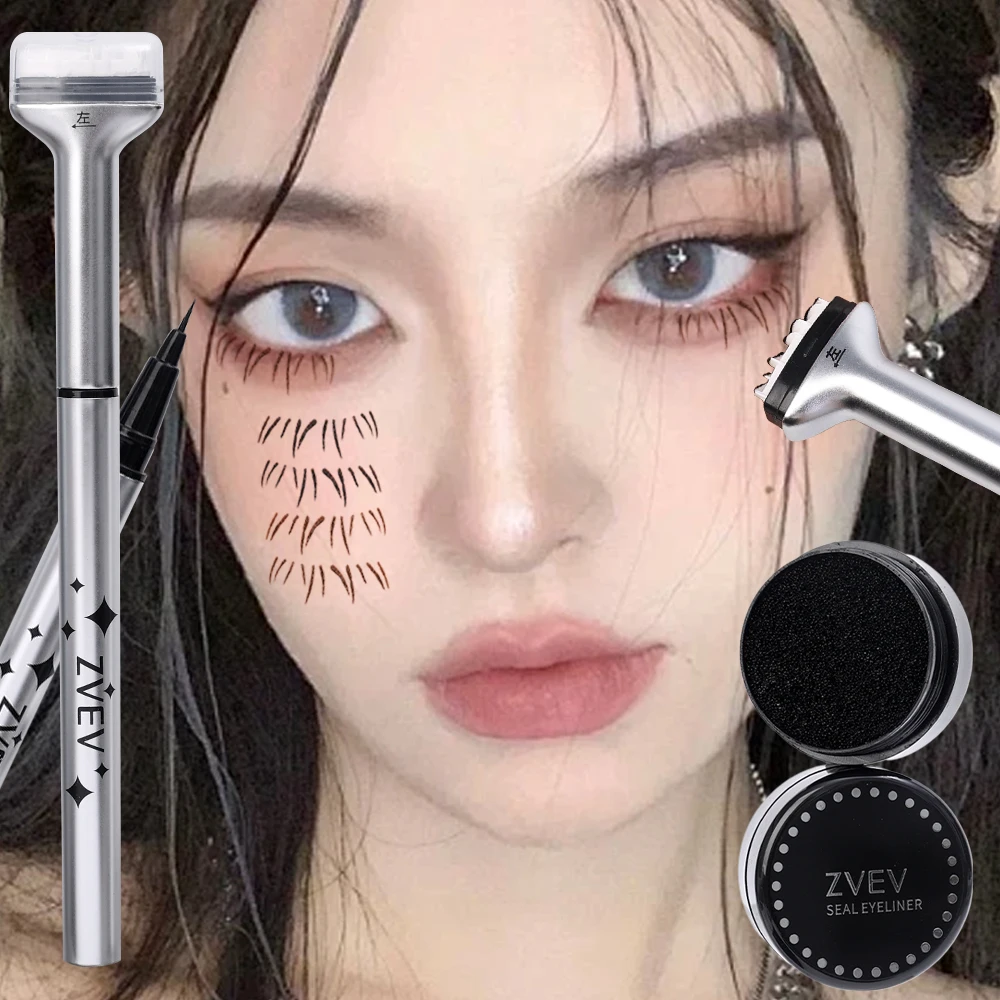 Reusable Eyelash Ink Seal Pen 2 in 1 Lower Eyelash Stamp Tool Fast Dry Black Brown Liquid Eyeliner Pen Natural Simulation Makeup eyeliner pen makeup tools eye makeup tools