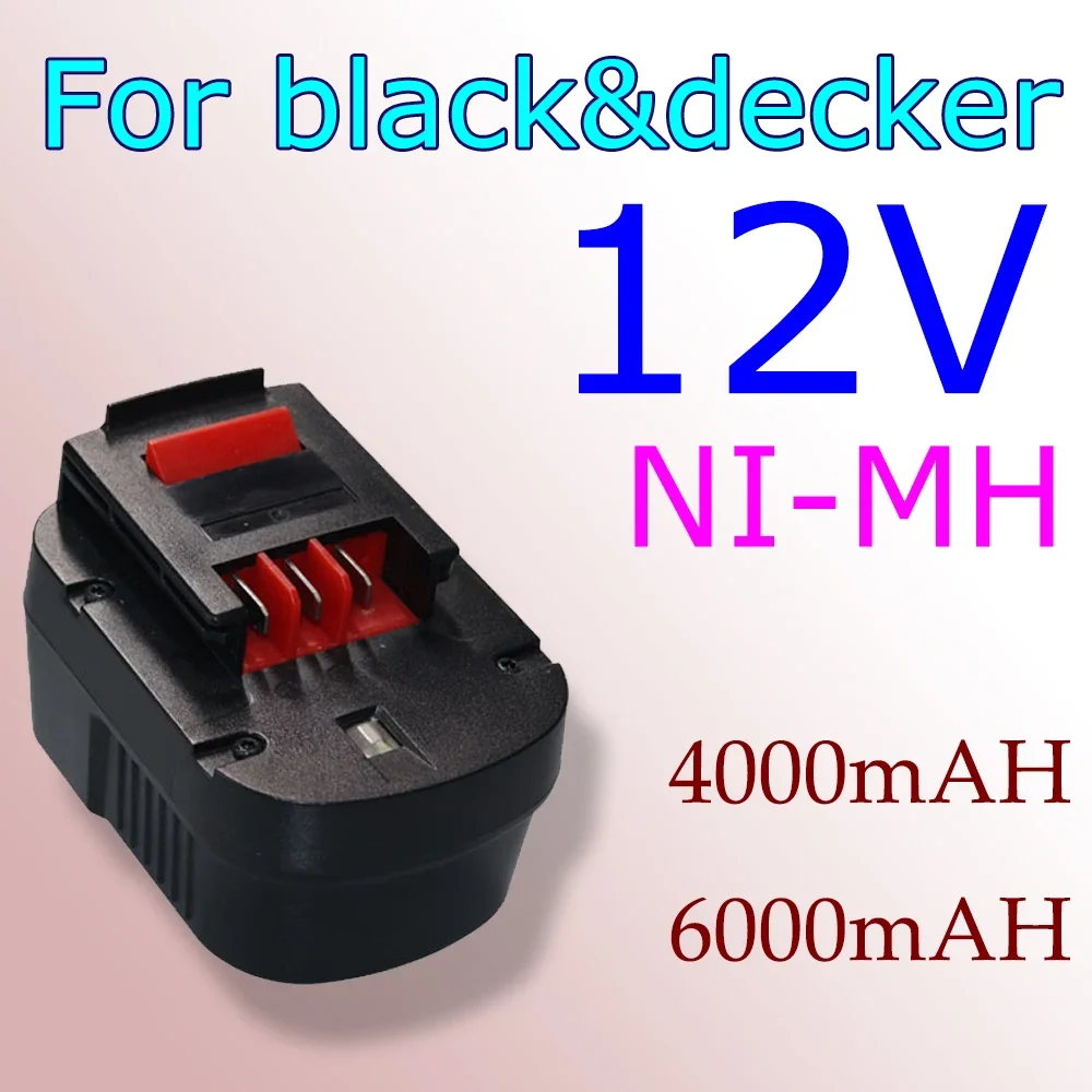 Batteria Ricaricabile 12V 4000/6000Mah Per Black & Decker A12 A12Ex Fsb12 Fs120B A1712 Hp12K Hp12