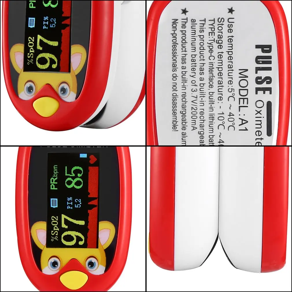 Rechargeable Child Finger Pulse Oximeter TFT Display Strap Lanyard Blood Oxygen Saturation Meter Children Kids Oximetro SPO2 finger pulse oximeter