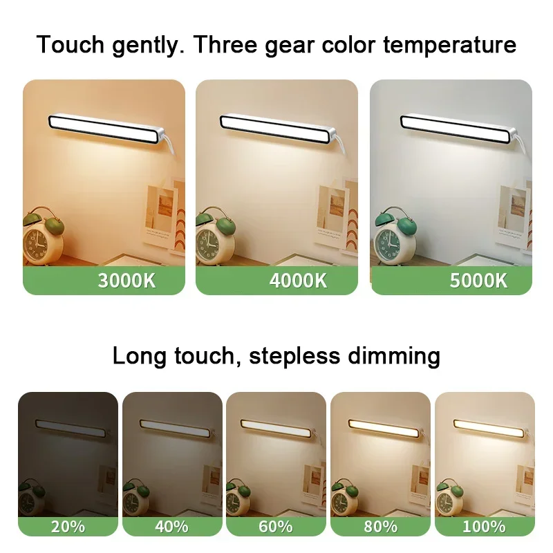 LED Vanity Lights USB Rechargeable Makeup Mirror Light 6W Stepless Dimming Hanging Magnetic Bedroom Night Reading Table Lamps