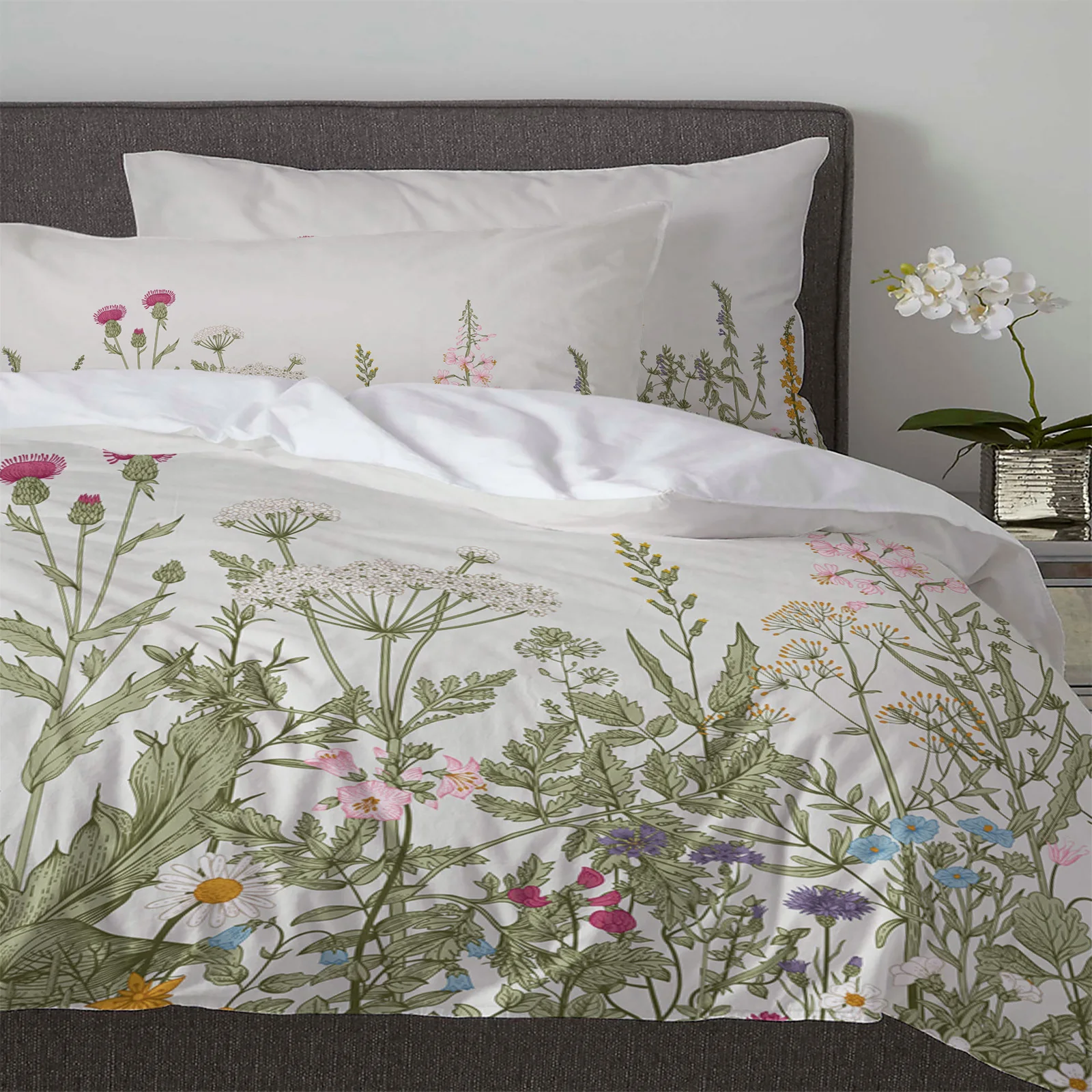 Vintage Herb Plant Flower 3pcs Duvet Cover SetPillow Case Double Comforter Bedding Set Quilt Cover Couple Bed