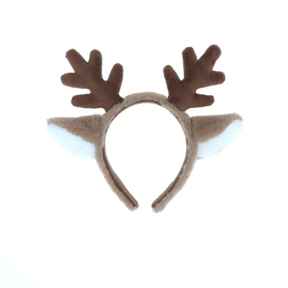 Plush Christmas Headband Fluffy Faux Fur Hairband Deer Ear Hair Hoop Party Headwear Cosplay Prop Antler Horn Hairband