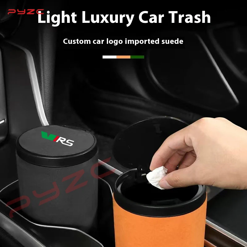 Car Garbage Bin Storage Box Suede Car Trash Can ABS Rubbish Bin For Skoda Octavia Rapid Superb Kodiaq Scala Karoq Kamiq Virs