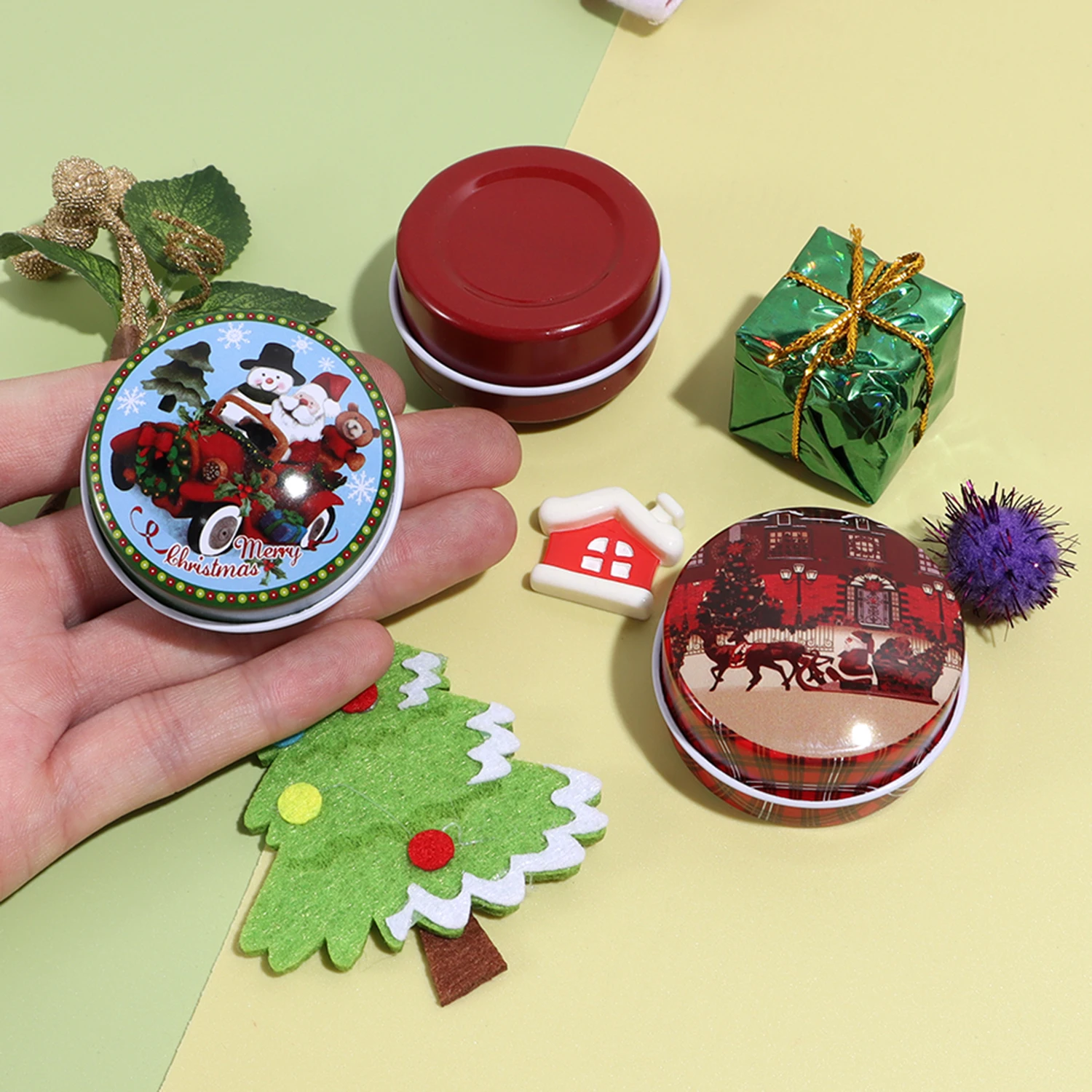 Rechthoek Kerst Blikken Doos Lege Cookie Candy Box Santa Claus Geschenkdozen Sieraden Opslag Kan Vakantie Bruiloftsfeest Decor  15