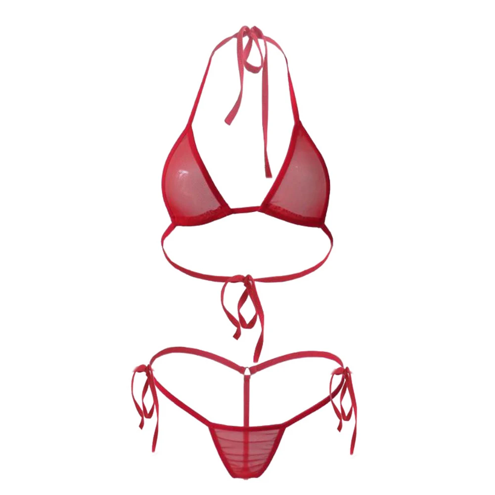 

Women Thong Underwear GString Bra Set Perspective Bikini Swimwear Nightwear Sexy Lingerie in Multiple Colors