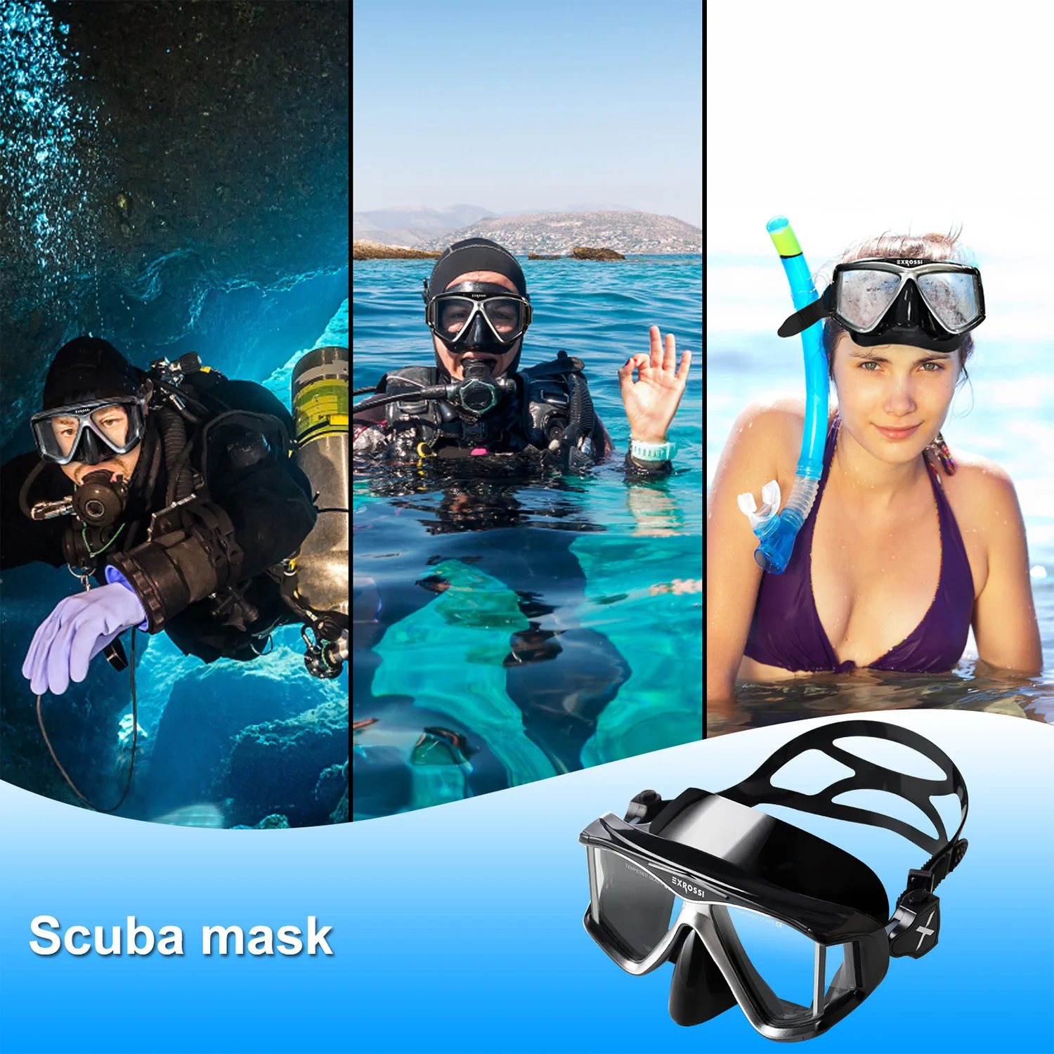 Lens Scuba Diving Adult Snorkeling Diving Mask Freediving mask Myopia Anti fog Goggles Adults