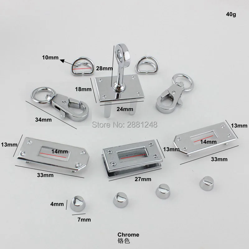 New Small Rectangle Eyelets Lock Hanger For Bags Hardware Wholesale Fashion a set of Locks Fittings Woman Bag Handbags Purse