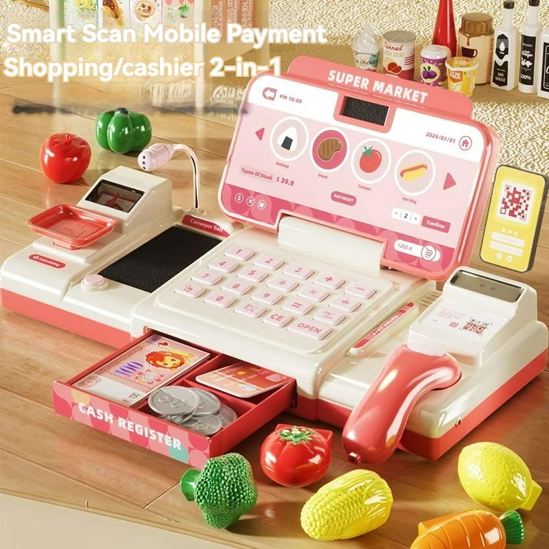 Kids Shopping Cash Register Toys Mini Supermarket Set Simulation
