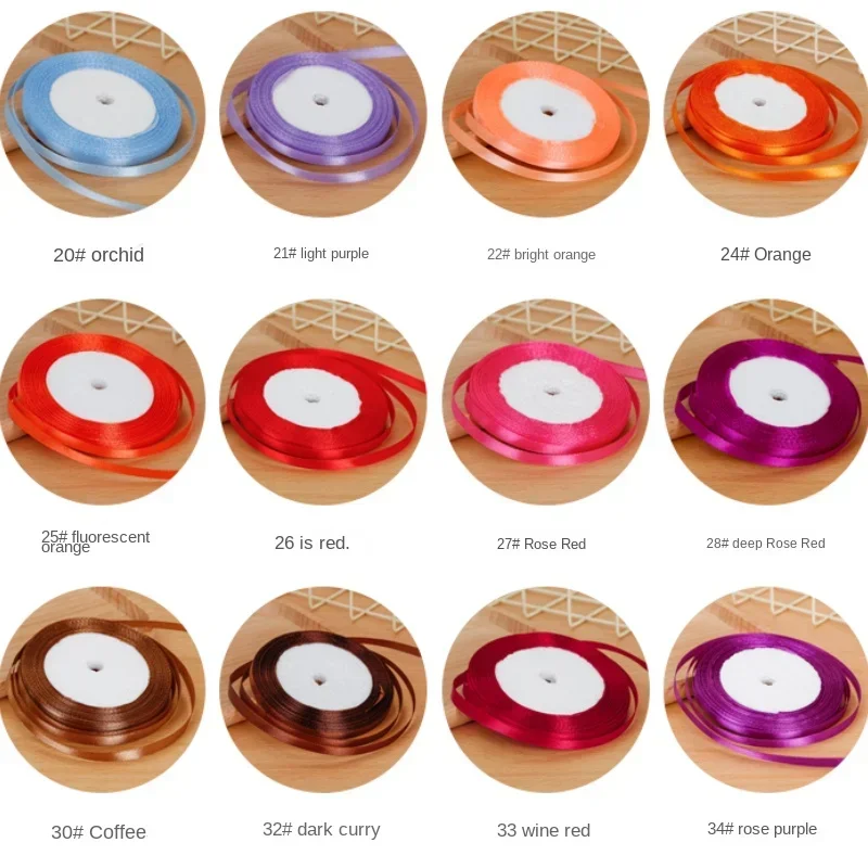 Elegant 6mm Satin Ribbon - Perfect for Bows, Floral Bouquets, and Gift Wrapping