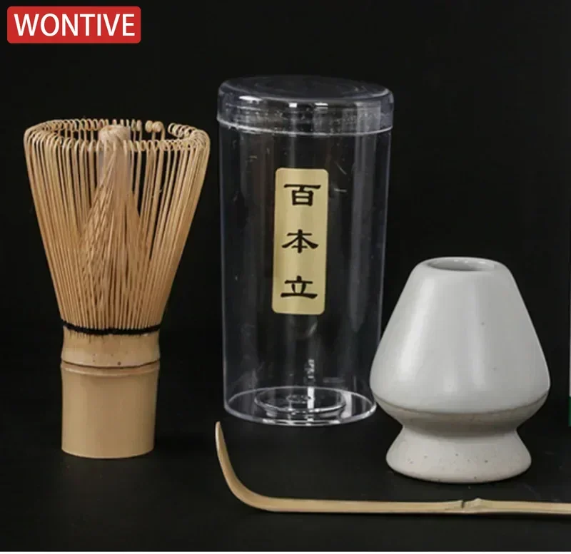 Matcha Tea Set Matcha Tea Tools Tea Ceremony Tools Tea Set 3/4pcs Handmade Home Easy Clean Matcha Tea Set Tool Stand Kit Bowl Whisk Scoop Gift Ceremony Traditional Japanese Accessories