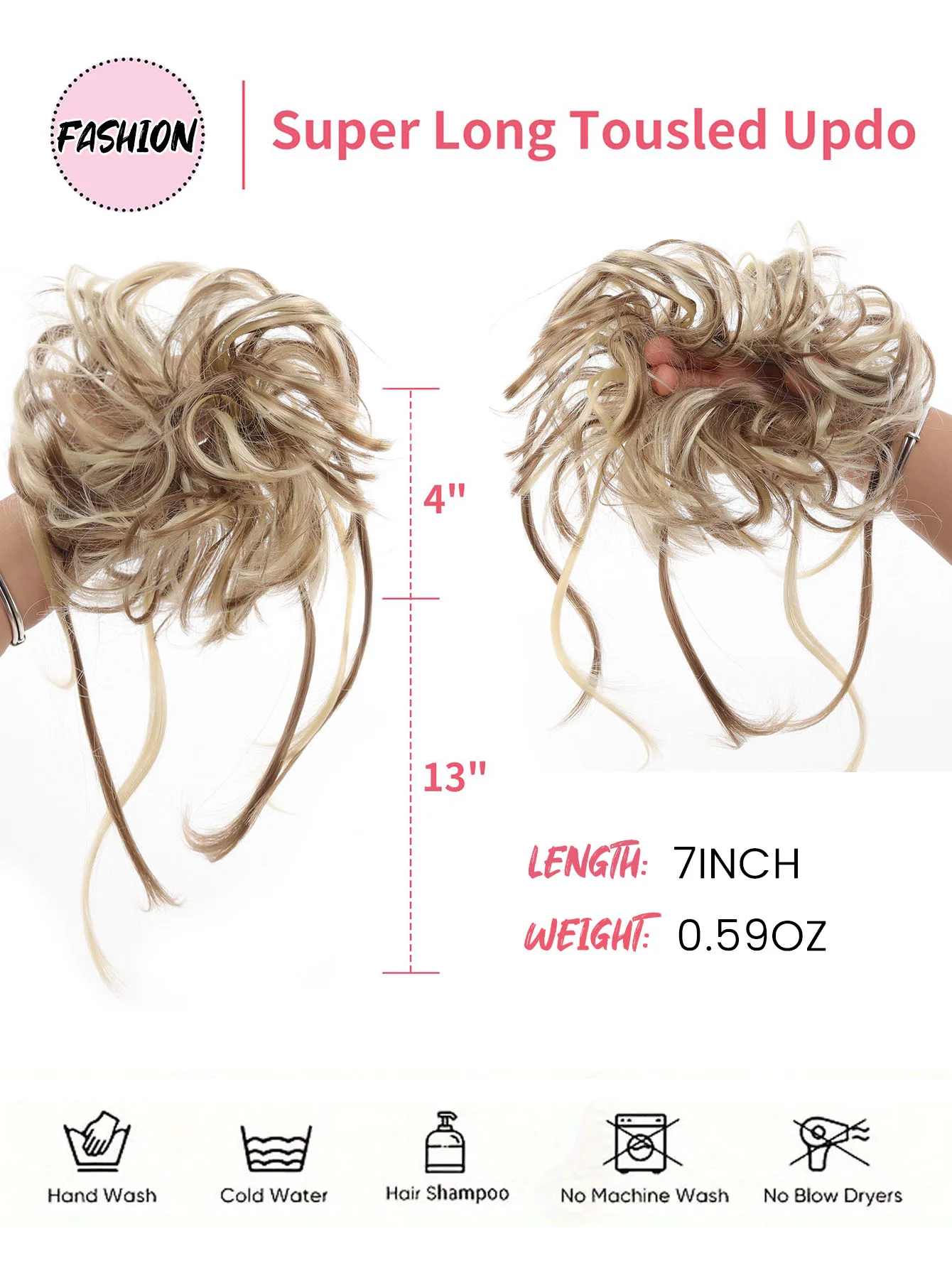 Synthetic Curly Hair Bun Extensions for Women