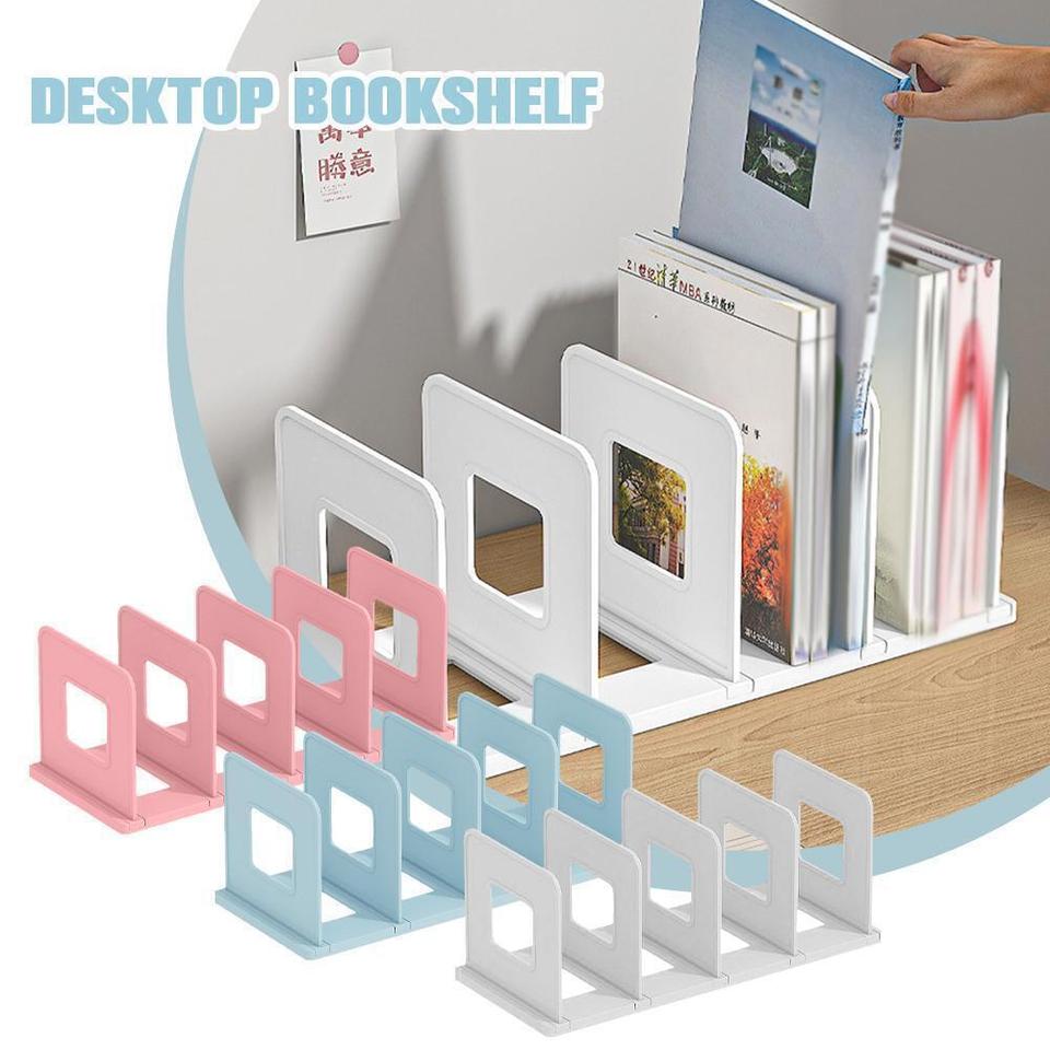 Bookstand Desktop Bookshelf Divider Baffle Book Desk Storage V4 Shelf Space-Saving Easy-To-Assemble Portable Adjustable Sturdy