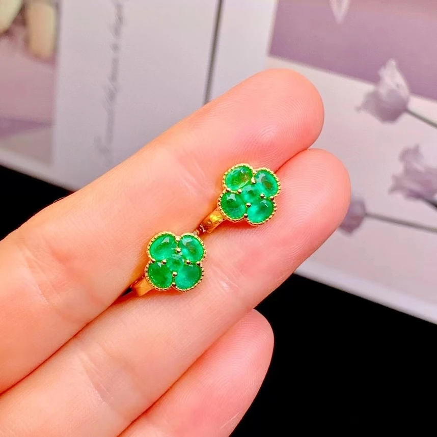 

Серьги-кольца из серебра 925 пробы с натуральным изумрудом, 18 К