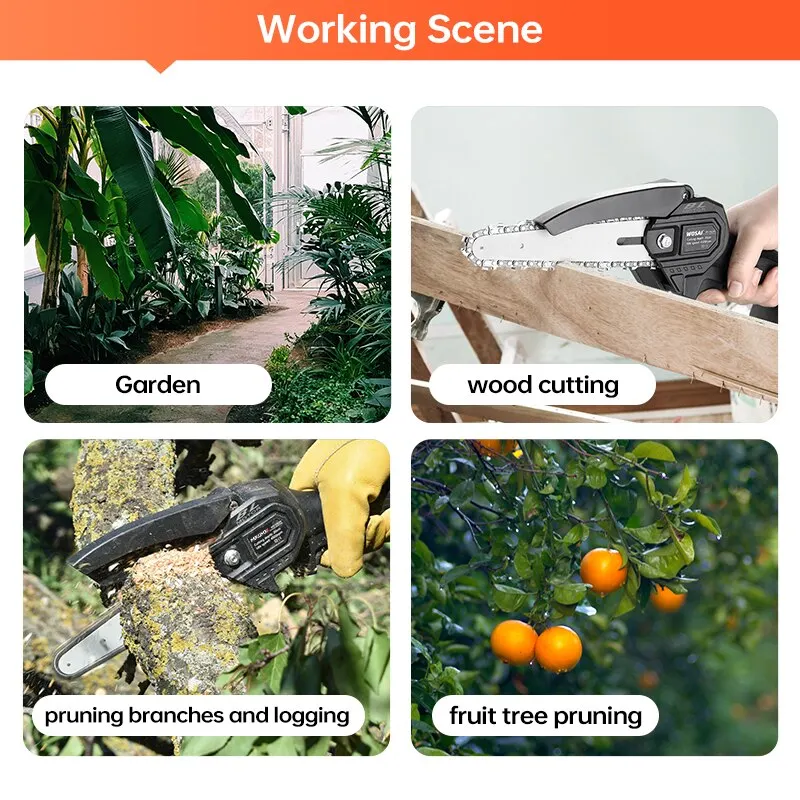 MINUMX 20 В бесщеточная бензопила пила 6 -дюймовая электрическая портативная мини -беспроводная цепная пила