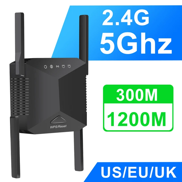 Amplificateur répéteur routeur de réseau avec signal wifi et extension sans  fil n à 300 mbits / s 2 antennes externes, prise ue (noir)