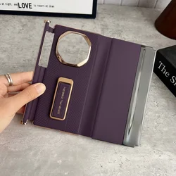 Luxury Dual Strap Leather Case with Dual Hinge Protection & Smart View Window for Huawei Mate XTs Ultimate (Color D)